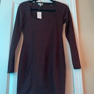 Maroon tight fitting checkered dress. Size S.